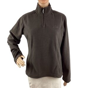 Free Country Fleece Quarter Zip Pullover Size M Brown Mock Neck